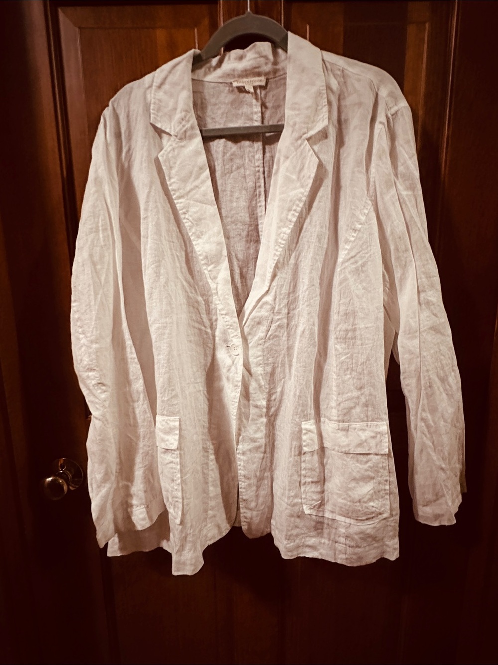 Eileen Fisher Woman 2X white Irish linen blazer